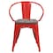 Flash Furniture Red Metal Chair with Wood Seat and Arms, PK4 4-CH-31270-RED-WD-GG - alternate 6